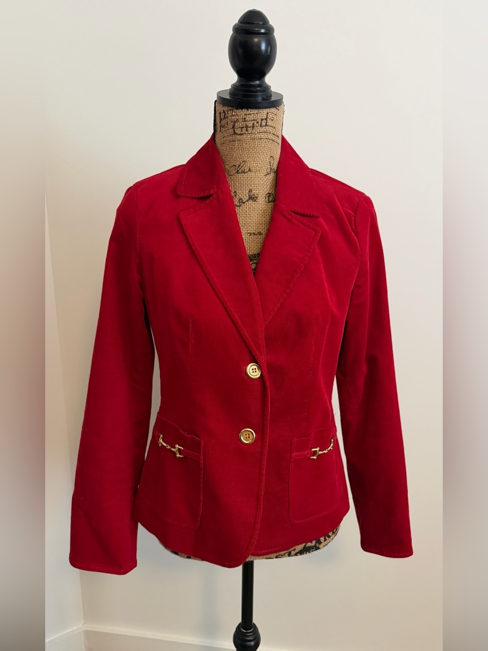 Talbots Corduroy Horse-Bit Red Classic Blazer Jacket